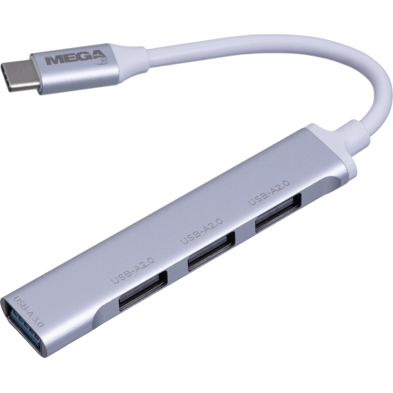 Разветвитель USB  HS001 USB3.0x1/USB 2.0x3/серебристый - фото 1