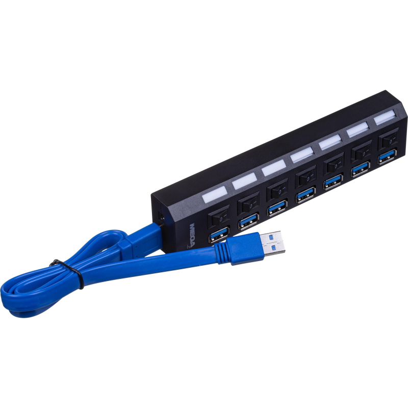 Разветвитель USB  HS006 выключатель/USB 3.0x7/черный - фото 11