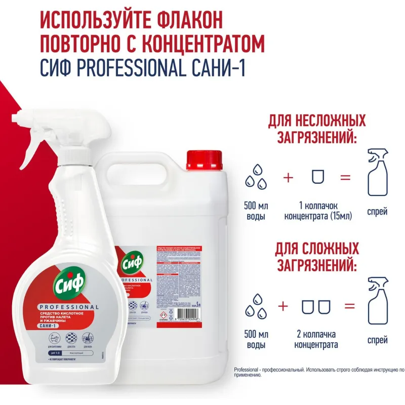 Средство для сантехники Сиф профессиональное кисл. от ржав и нал. 500мл т/р - фото 7