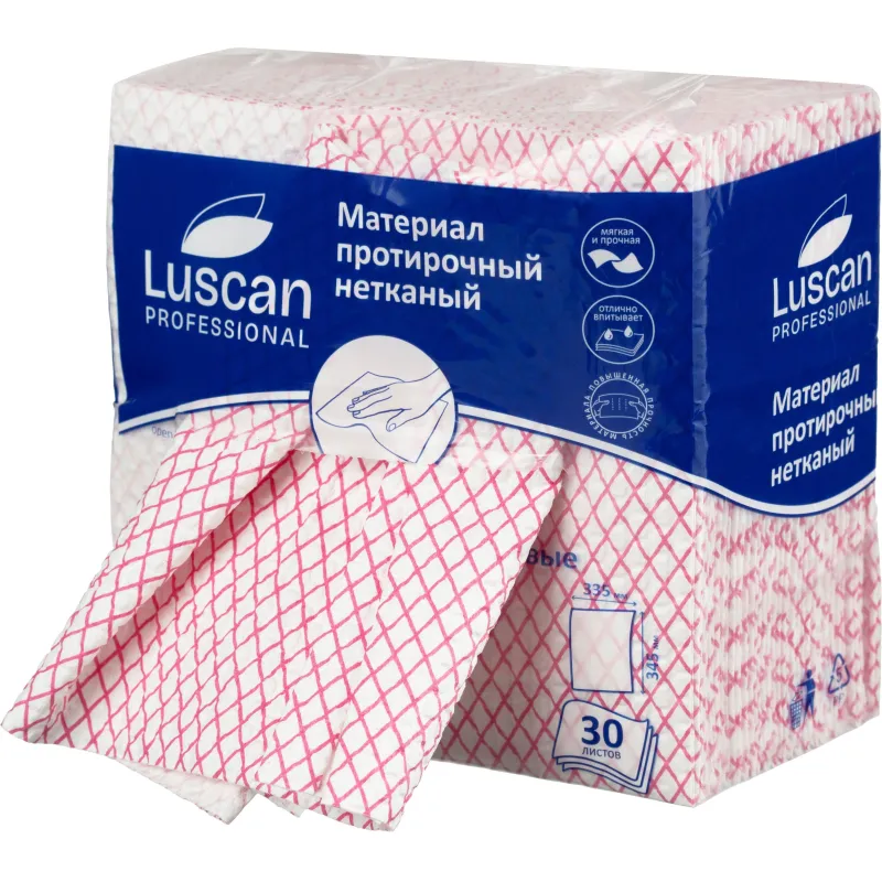 Материал протирочный нетканый Luscan Prof красный 110г 33,5х34,5см 30л/уп - фото 4