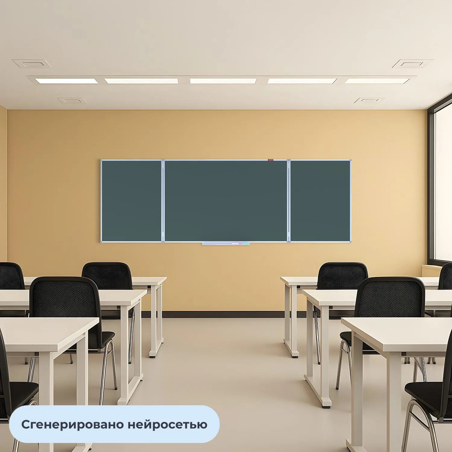 Доска магнитно-меловая Attache 100х300см 3-секц с разлиновкой - фото 5
