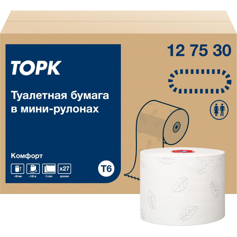 Бумага туалетная д/дисп Торк в миди-рулонах Т6 Комфорт2слбел100м27рул127530 - фото 3