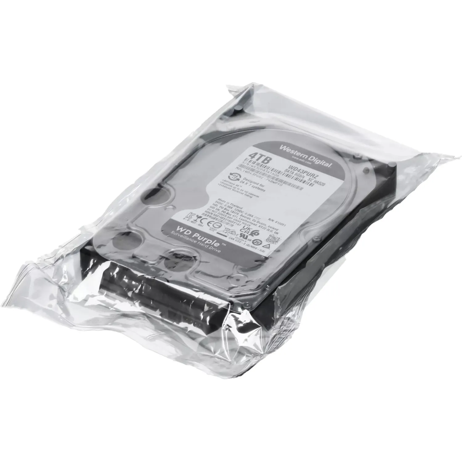 Жесткий диск Western Digital Purple 4Tb, SATA, 5400rpm,256MB(WD43PURZ) - фото 4