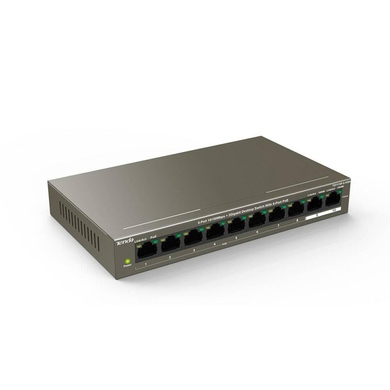 Коммутатор Tenda TEF1110P-8-102W 10/100 Мбит/с + 2 Гбит с 8 портами PoE - фото 1