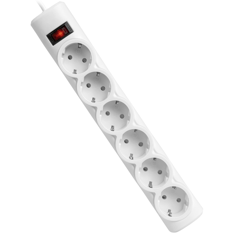 Сетевой фильтр Defender  DFS 151 1,8 м, белый, 6 розеток(99489) - фото 1