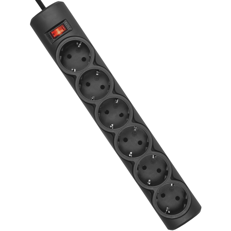 Сетевой фильтр Defender  DFS 151 1,8 м, черный, 6 розеток(99494) - фото 1