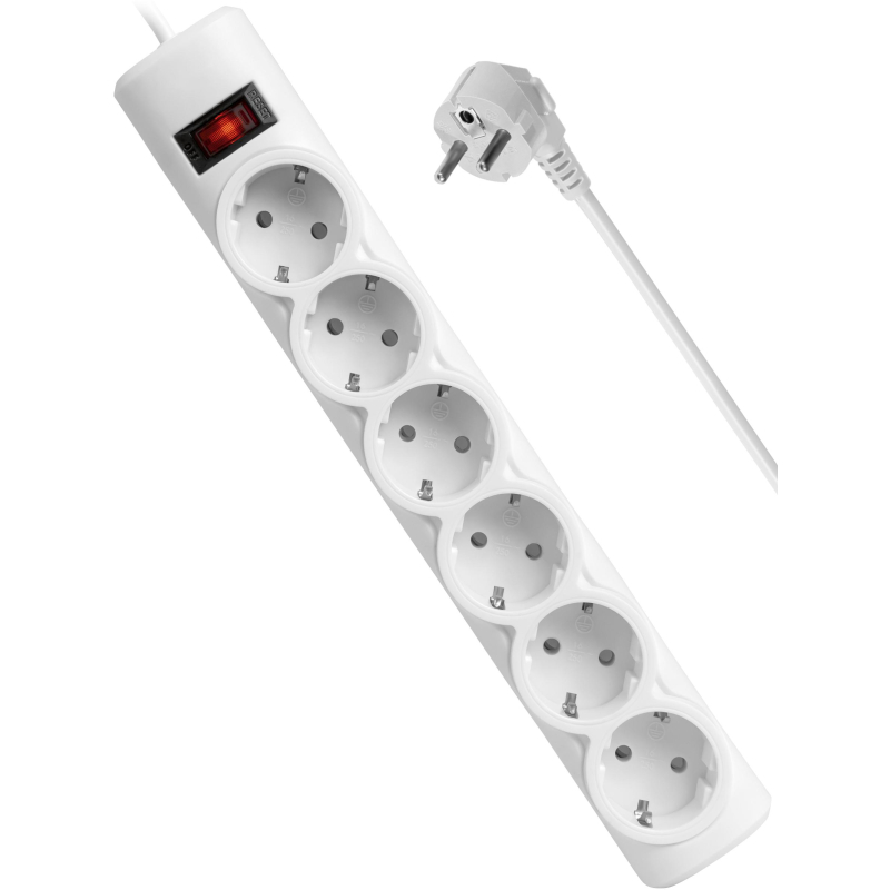 Сетевой фильтр Defender  DFS 155 5 м, белый, 6 розеток(99493) - фото 2
