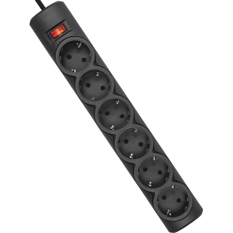 Сетевой фильтр Defender  DFS 155 5 м, черный, 6 розеток(99496) - фото 1