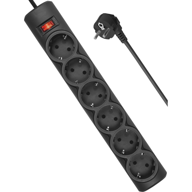 Сетевой фильтр Defender  DFS 155 5 м, черный, 6 розеток(99496) - фото 2