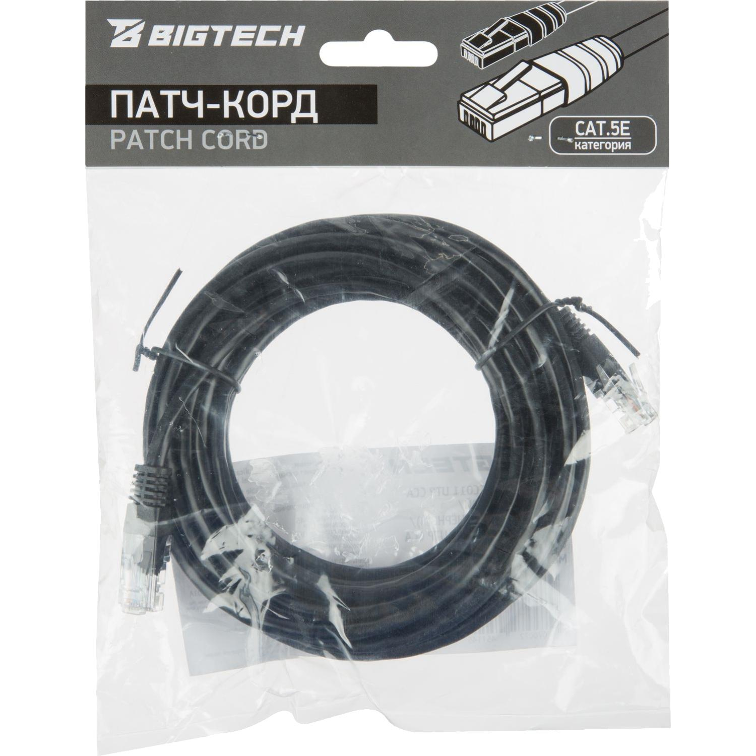 Патч-корд BigTech OPCC011 UTP CCA кат.5e/5м/литой/многожильный (черный) - фото 7