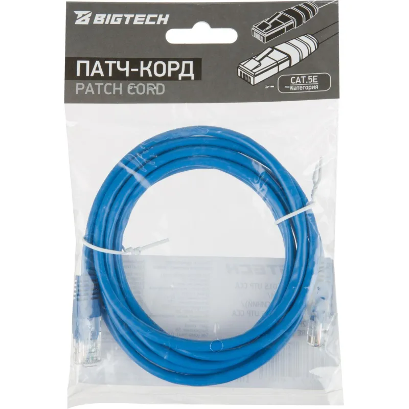 Патч-корд BigTech OPCC015 UTP CCA кат.5e/2м/литой/многожильный (синий) - фото 7