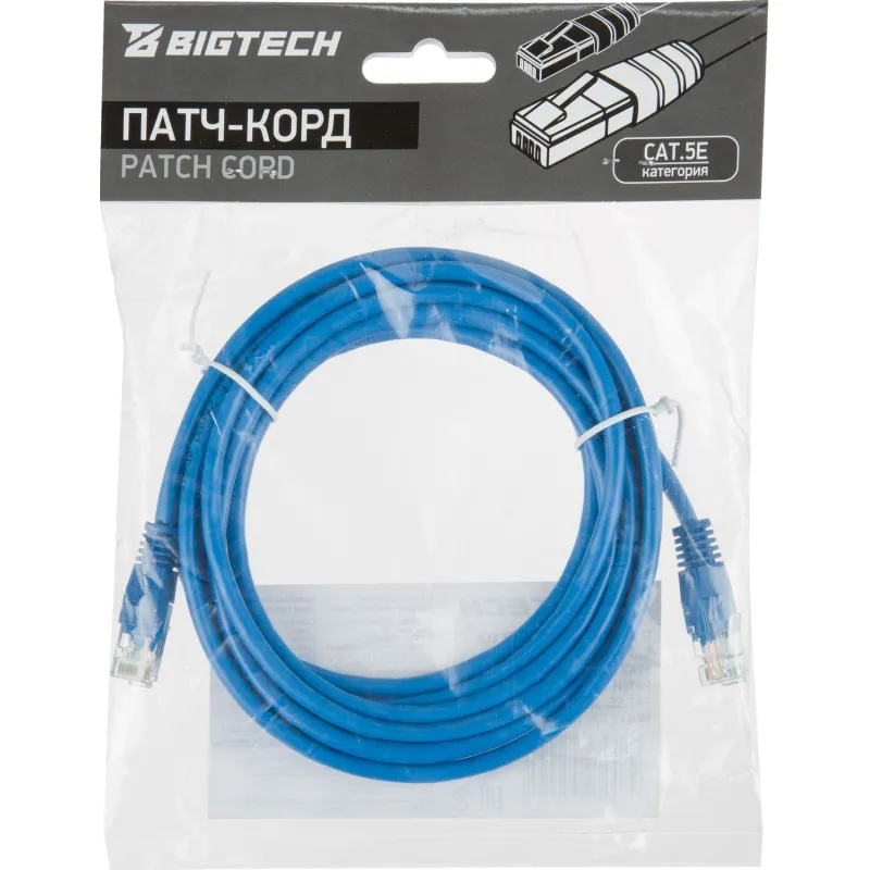 Патч-корд BigTech OPCC016 UTP CCA кат.5e/3м/литой/многожильный (синий) - фото 7