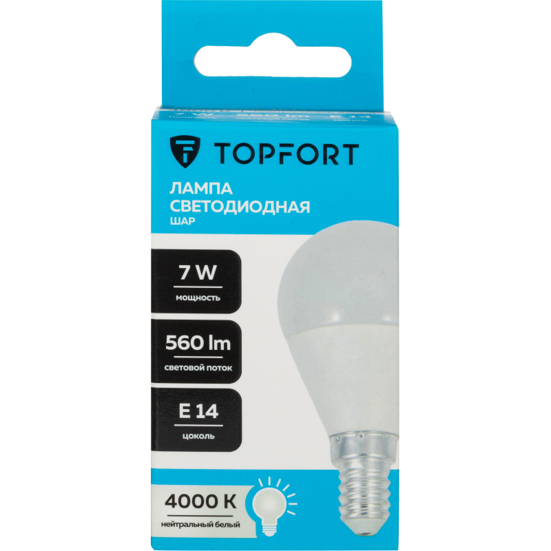 Лампа светодиодная Topfort E14 7W 4000K шар - фото 6