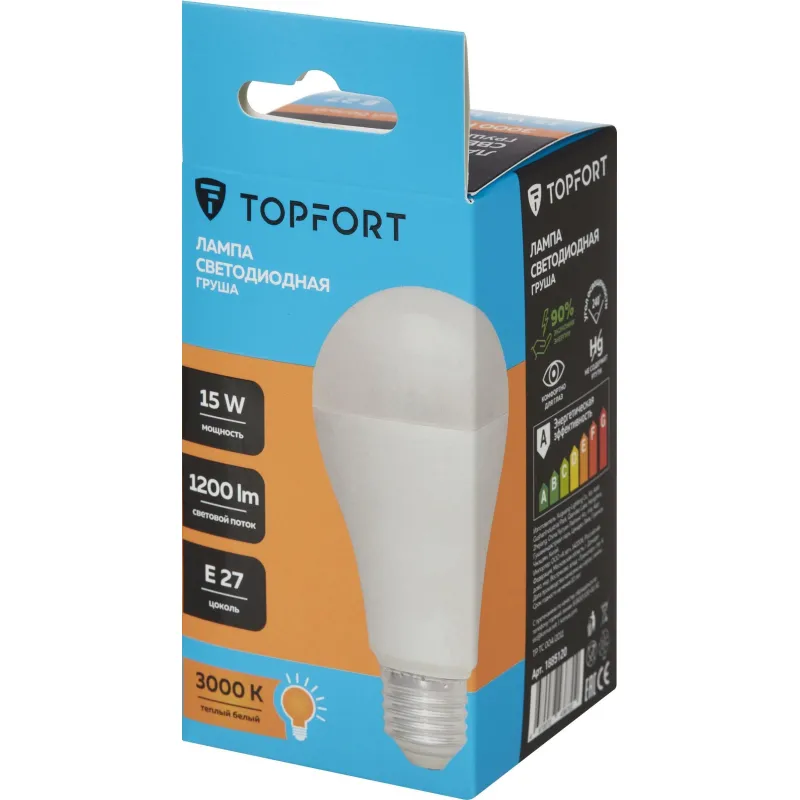 Лампа светодиодная Topfort E27 15W 3000K груша - фото 8