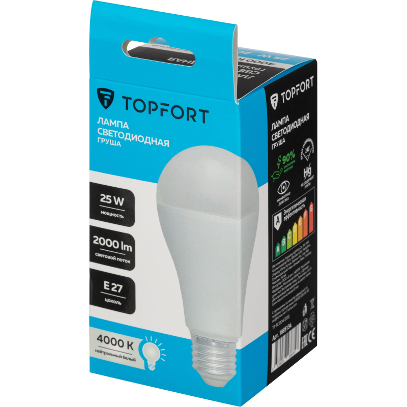 Лампа светодиодная Topfort E27 25W 4000K груша - фото 5