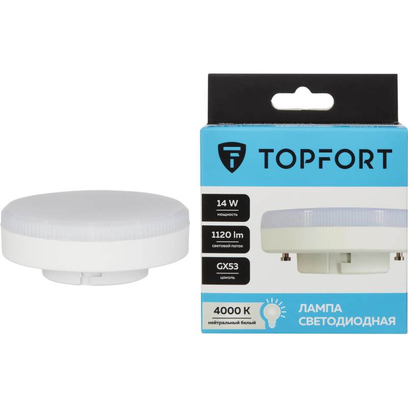 Лампа светодиодная Topfort GX53 14W 4000K - фото 1