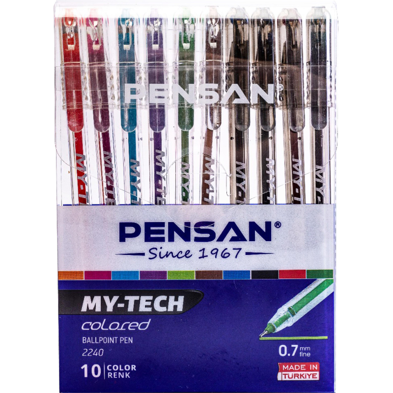 Набор шариковых ручек PENSAN MY-TECH 10цв шар0,7мм лин0,5мм масл 2240/R10 - фото 6