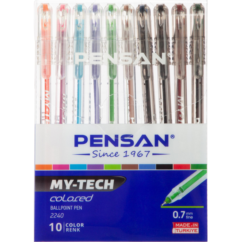 Набор шариковых ручек PENSAN MY-TECH 10цв шар0,7мм лин0,5мм масл 2240/R10 - фото 16