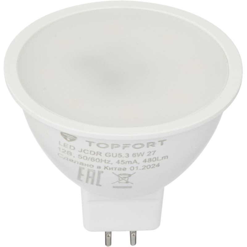Лампа светодиодная Topfort GU5.3 12V 6W 2700K - фото 2
