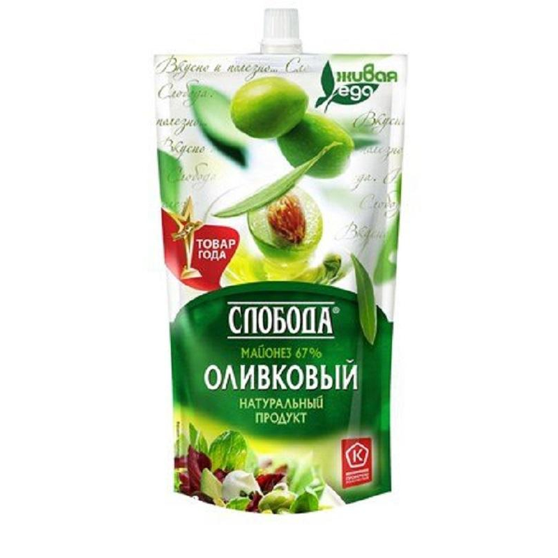 Майонез Слобода Оливковый 67%  дой-пак 400мл - фото 1