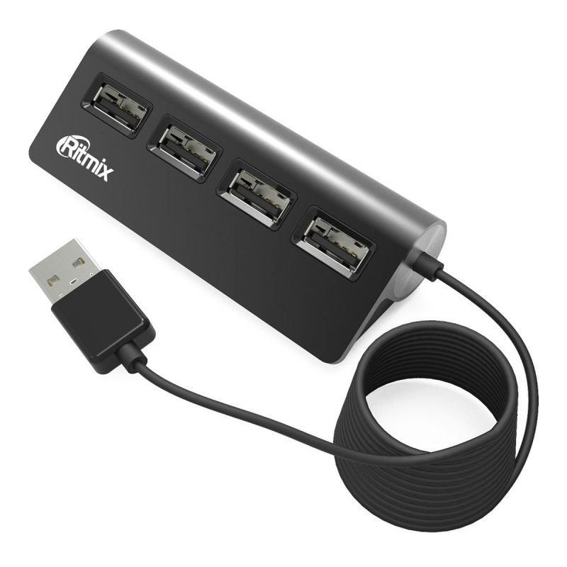 Разветвитель USB Ritmix CR-2400 Black (USB хаб) 4 порта USB (15118095) - фото 1