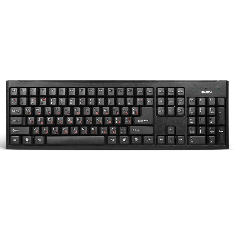 Клавиатура Sven Standard 303 Power USB+PS/2 черная 104 кл. (SV-03100303PU) - фото 1