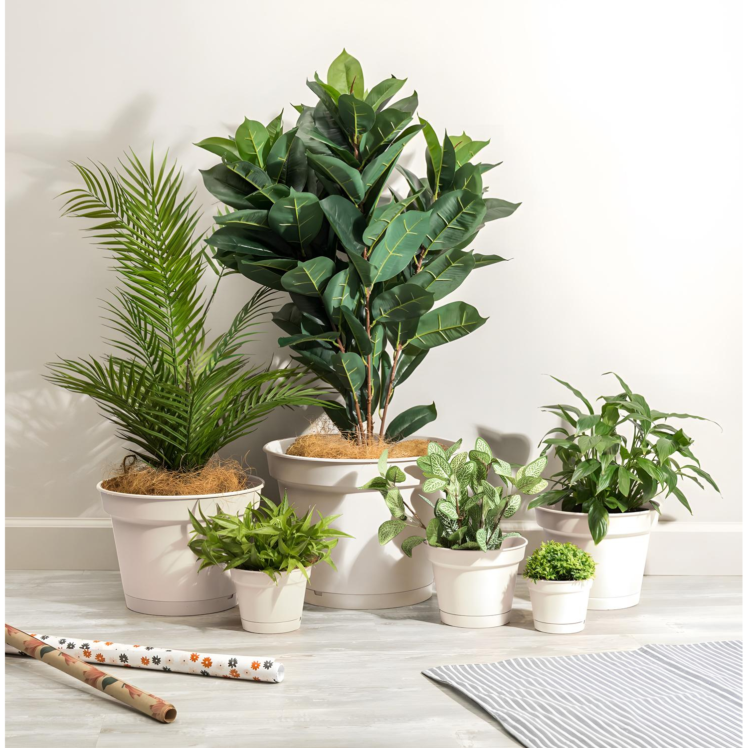 Горшок д/цветов Mint D185мм,2,3л с поддоном (светло-бежевый), 221612025 - фото 4