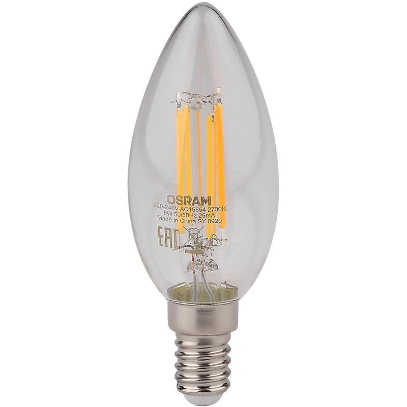 Лампа светодиодная OSRAM LSCLB60D 5W/827 230V FIL E14 FS1(230354) - фото 3