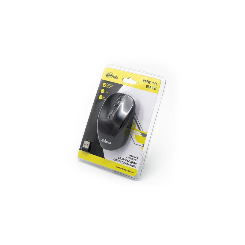 Мышь компьютерная RITMIX RMW-111 Black 1000/1600/2000dpi (15118174) - фото 4