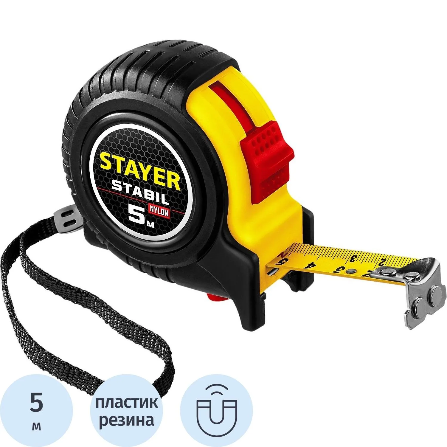 Рулетка с двухсторонней шкалой STAYER  Stabil 5м х 19мм (34131-05) - фото 1
