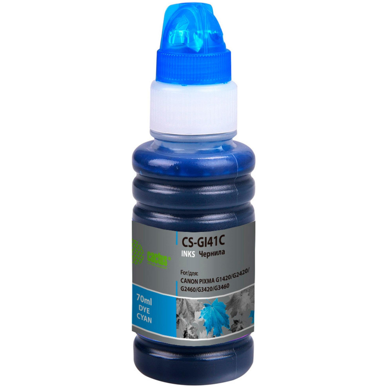 Чернила Cactus CS-GI41C GI-41 C гол. 70мл для Canon PIXMA G1420/G2420/G3460 - фото 1
