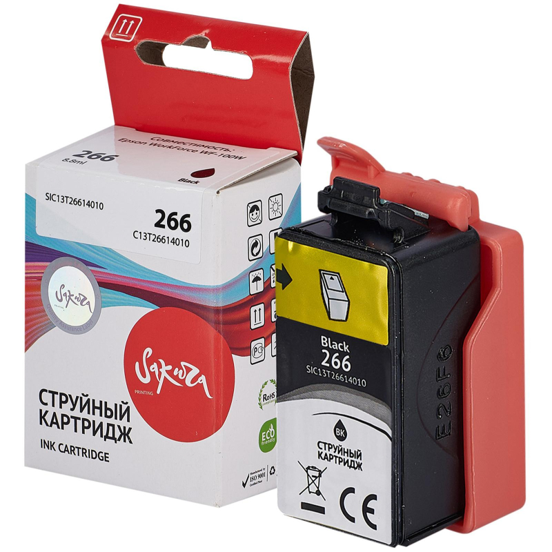 Картридж струйный Sakura C13T26614010 266 BK пиг.чер.для Epson WF-100W - фото 1