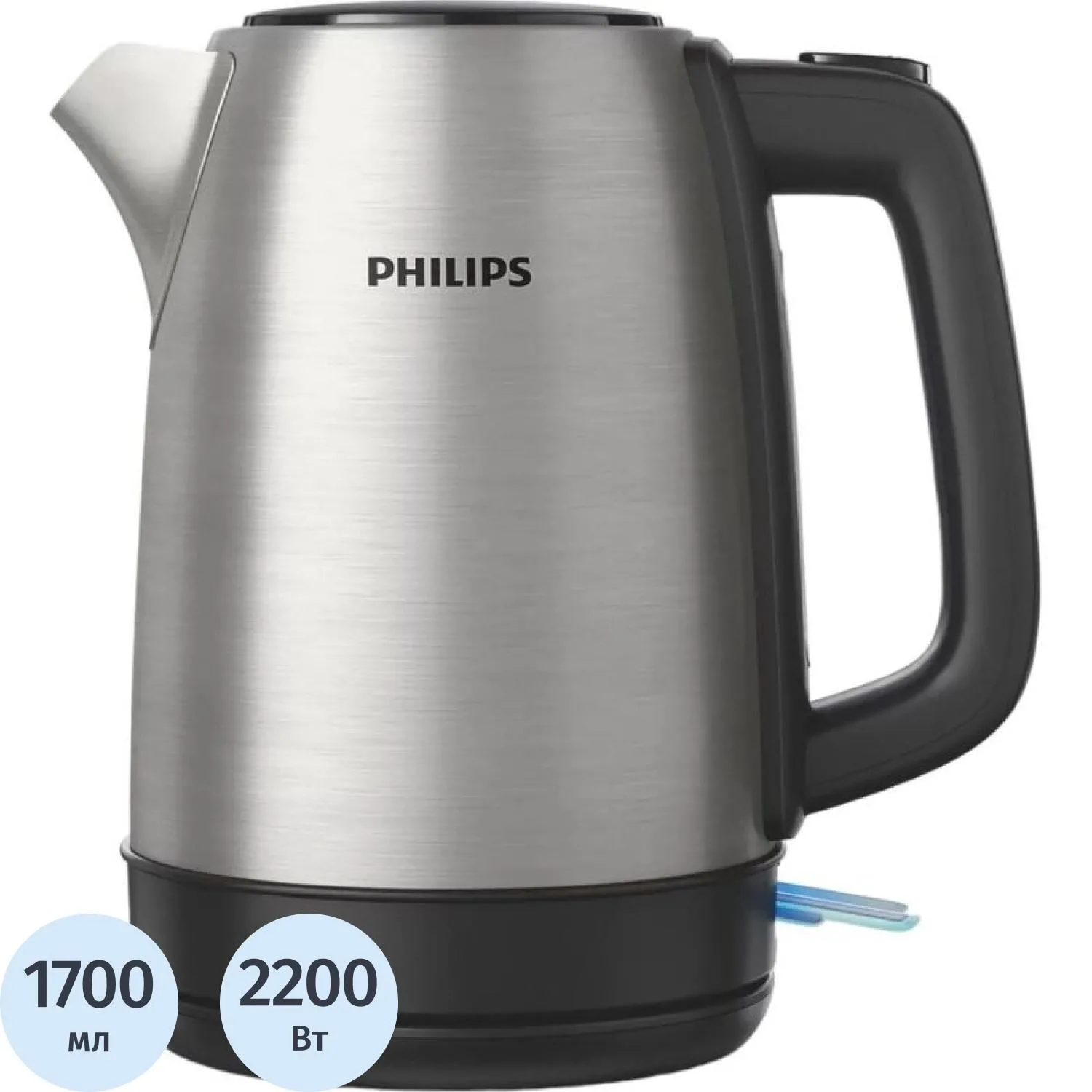 Чайник Philips HD9350/90, 2200Вт, 1,7л, нерж/черн. пластик - фото 1