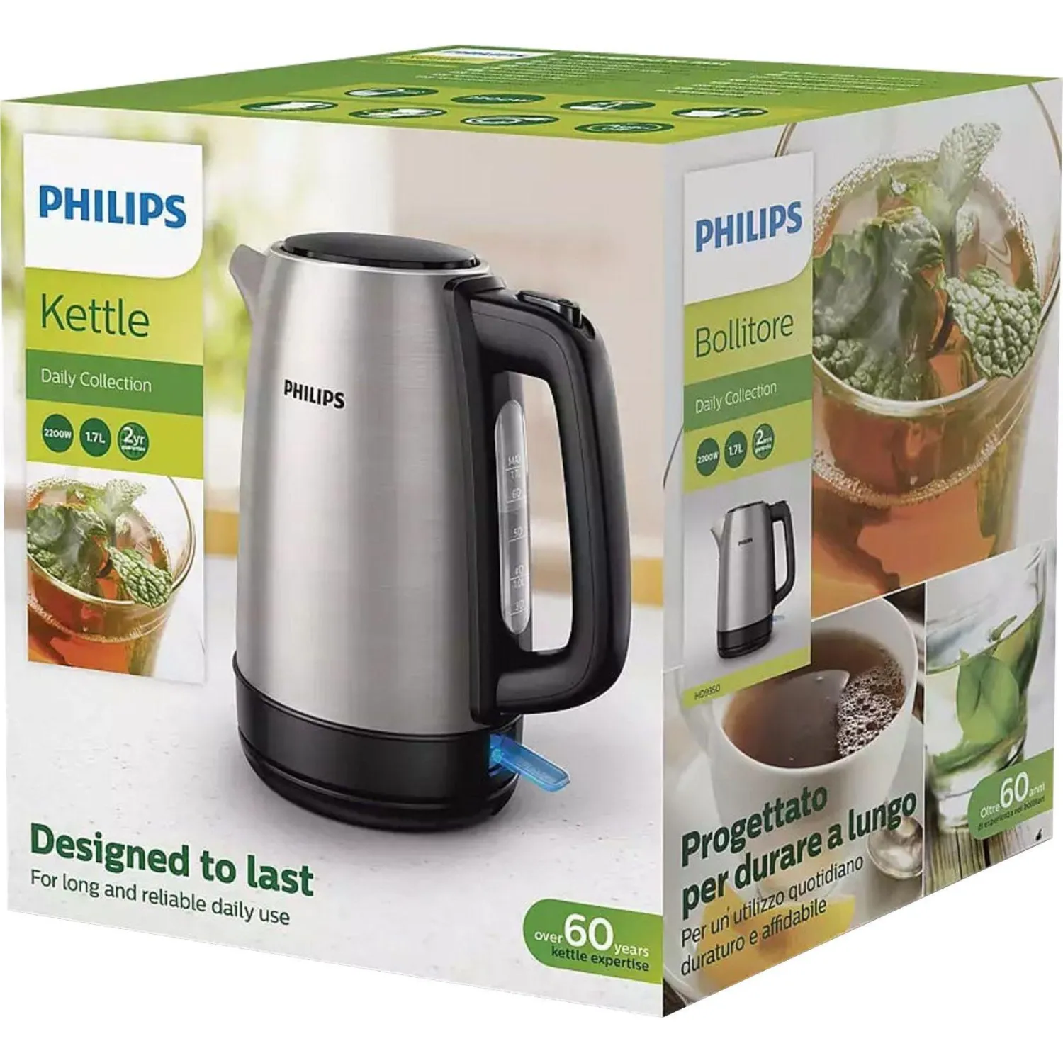 Чайник Philips HD9350/90, 2200Вт, 1,7л, нерж/черн. пластик - фото 3