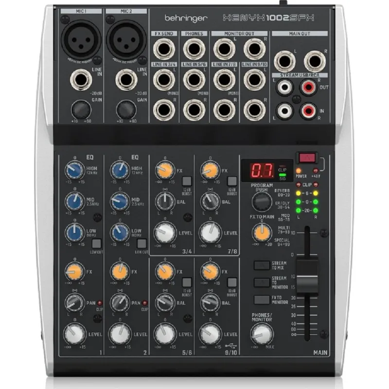 Микшерный пульт Behringer Xenyx 1002SFX, 10 канал., USB, процессор эффектов - фото 1