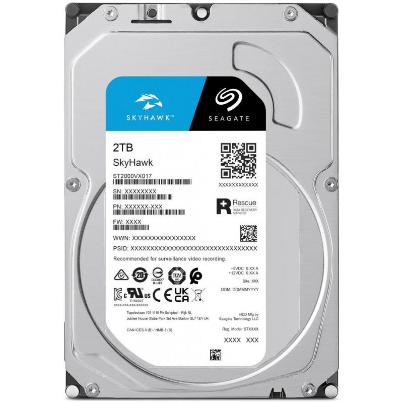 Жесткий диск Seagate SkyHawk 2TB, SATA, 5400rpm, 256MB(ST2000VX017) - фото 1