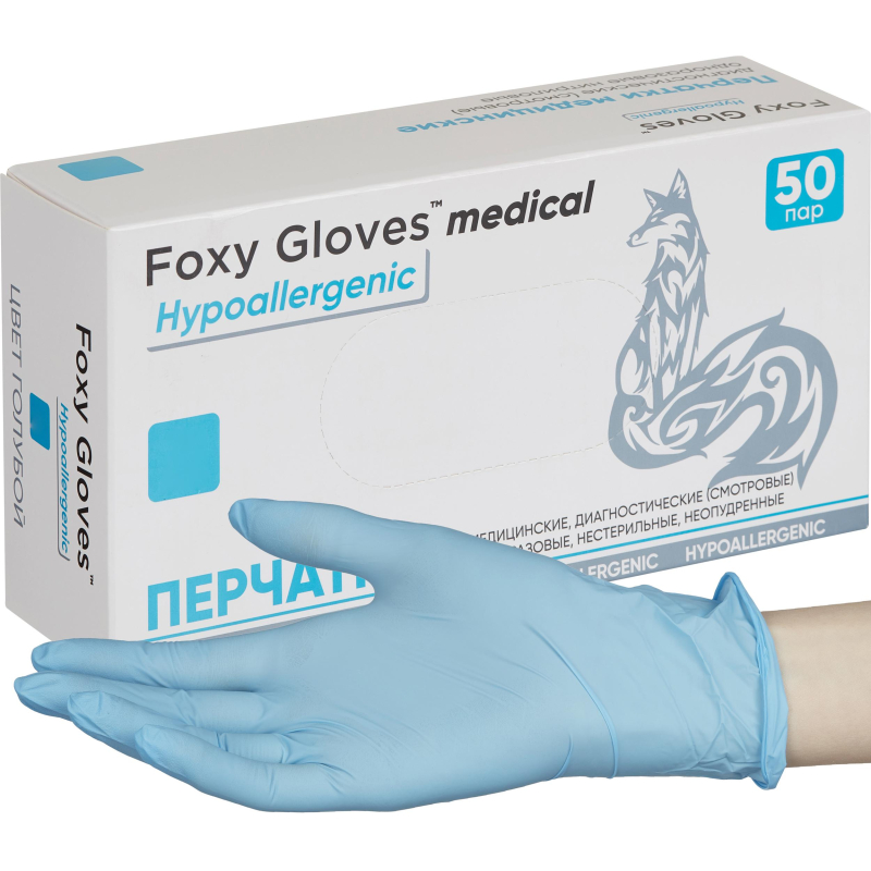 Перчатки нитрил., н/с, н/о, 3,5гр./шт,глб/глб уп.FOXY-GLOVES (S)50 пар/уп - фото 3