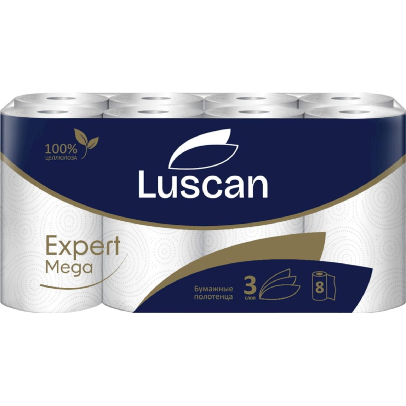 Полотенца бумажные Luscan Expert Mega 3сл, 8рул/уп, 12м - фото 1