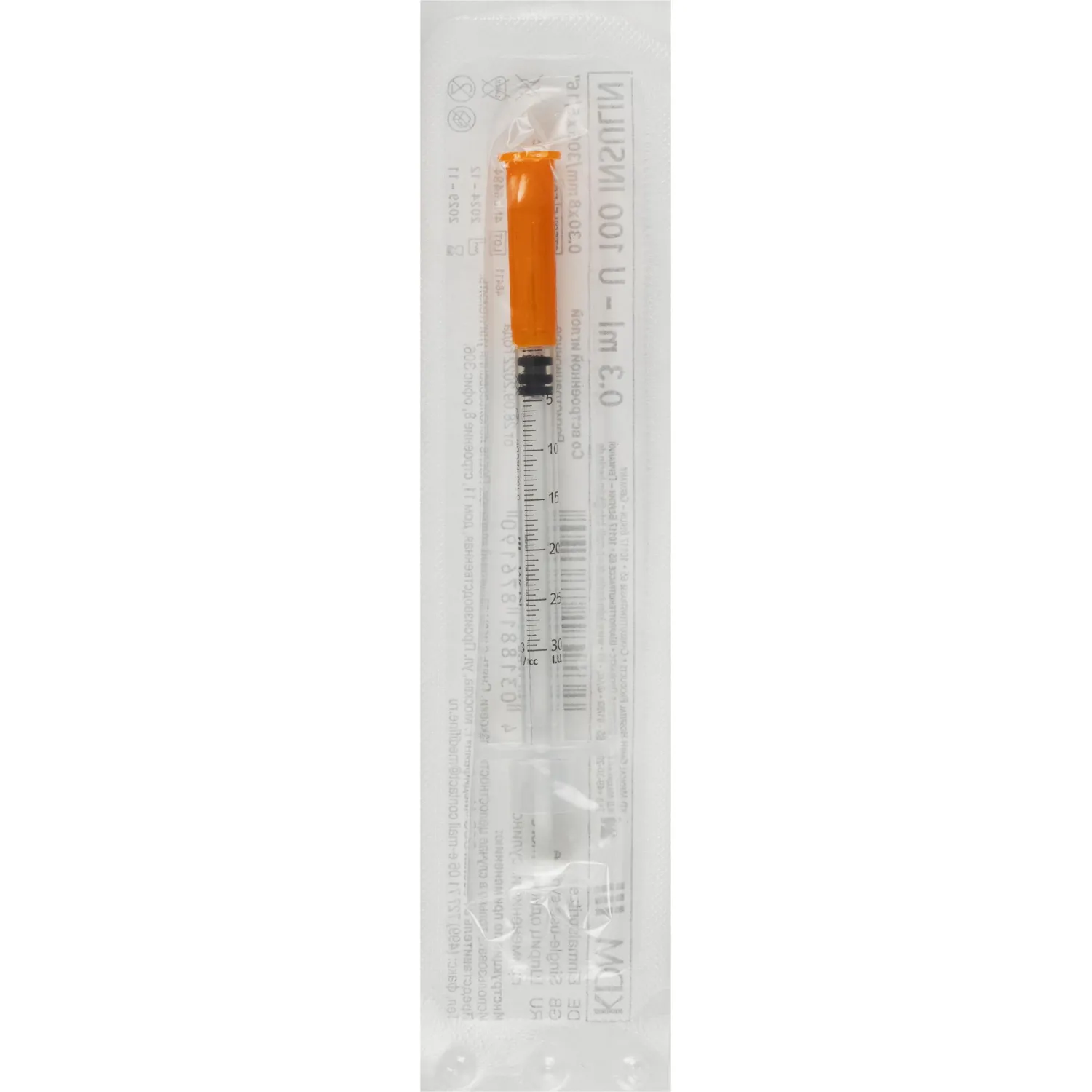 Шприц 3-комп. однораз. инс.0,3 мл U-100 инт. 30G (0,30x8) инт. KDМ 100шт/уп - фото 3