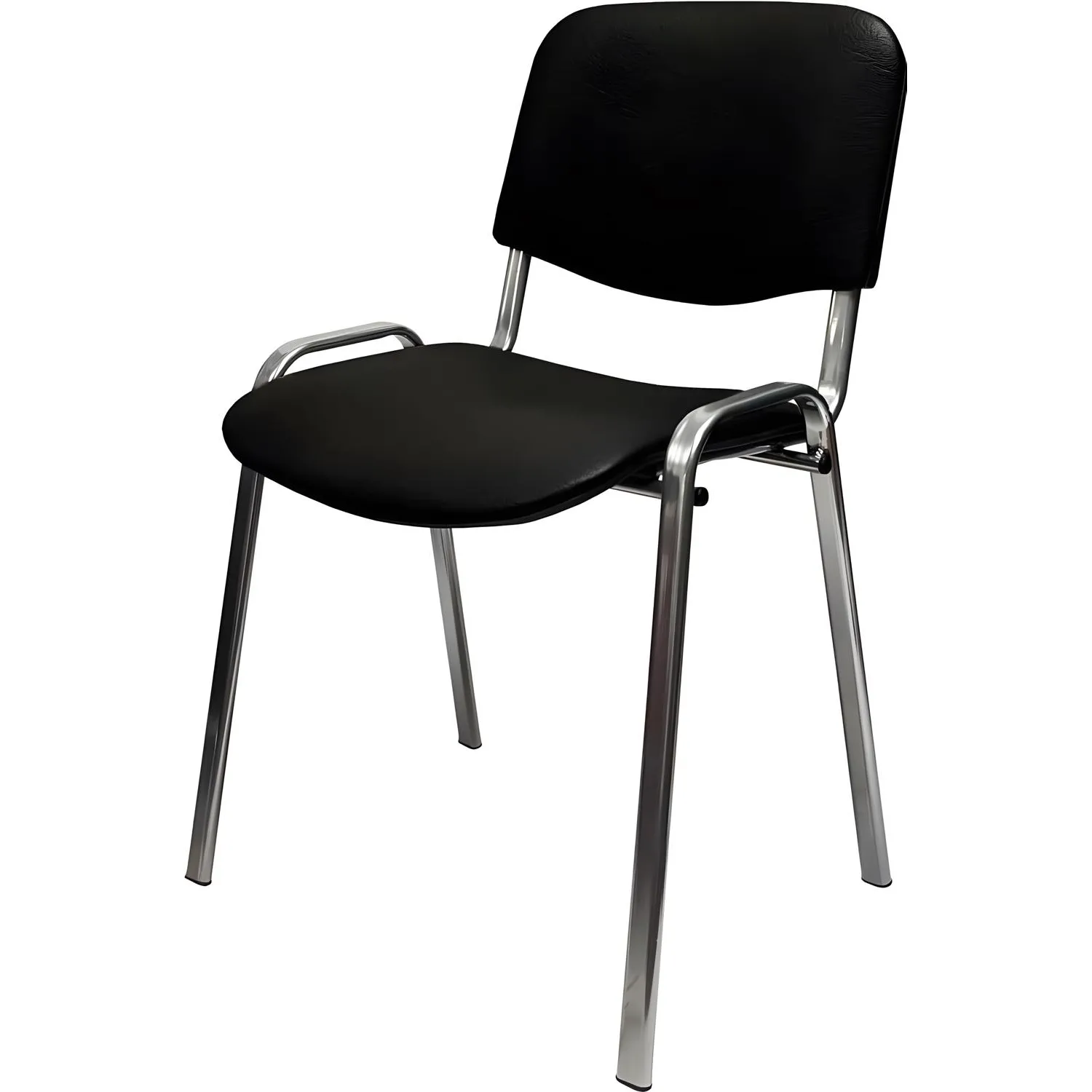 Стул КО_EChair Rio(ИЗО) РС01.00.10 к/з чер гладкая 201, каркас под хром - фото 1