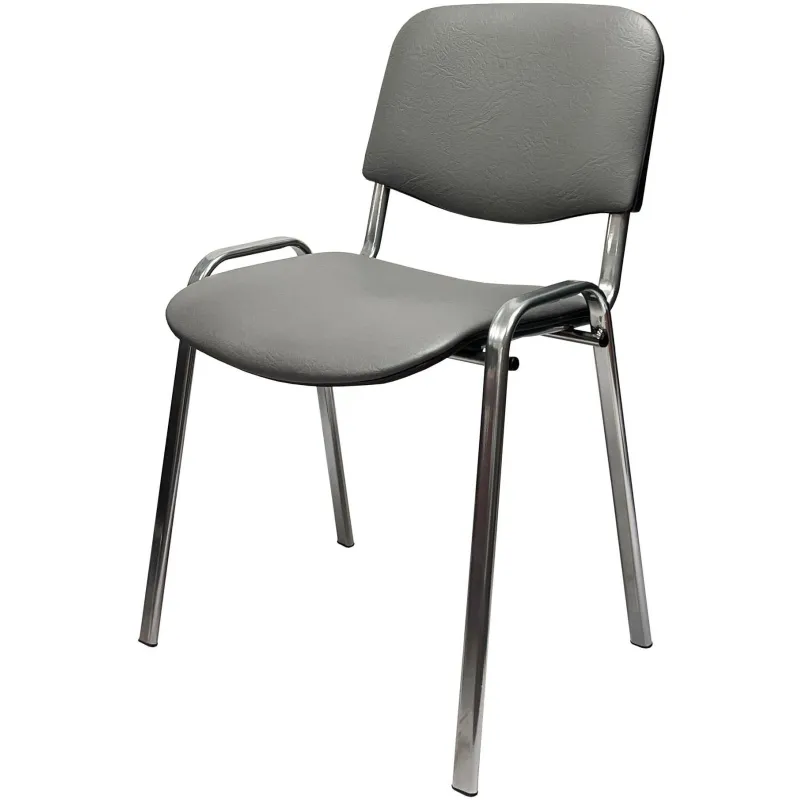 Стул КО_EChair Rio(ИЗО) РС01.00.10 к/з сер мат.тис 503, каркас под хром - фото 1