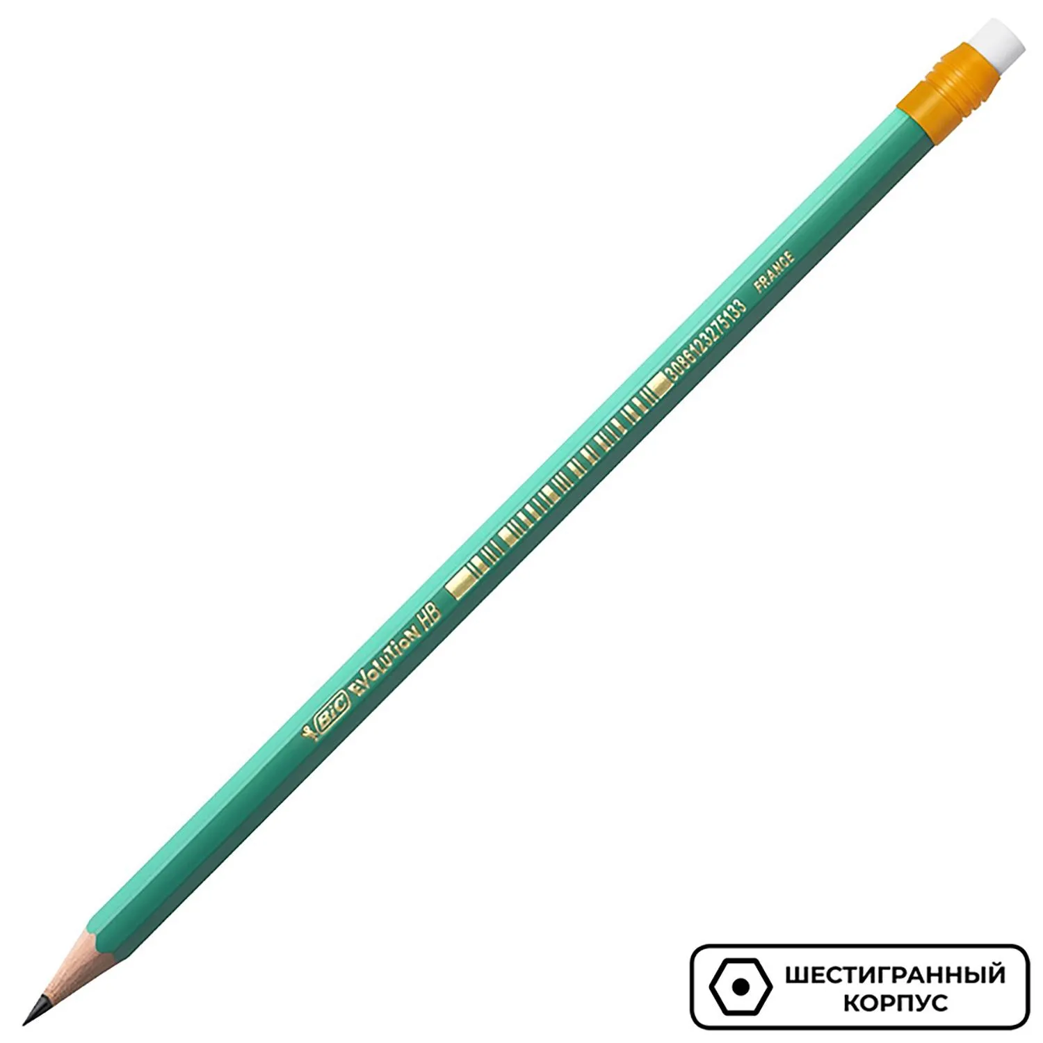 Карандаш чернографитный EVOLUTION ЭКО HB с ластиком пласт., Франция - фото 4