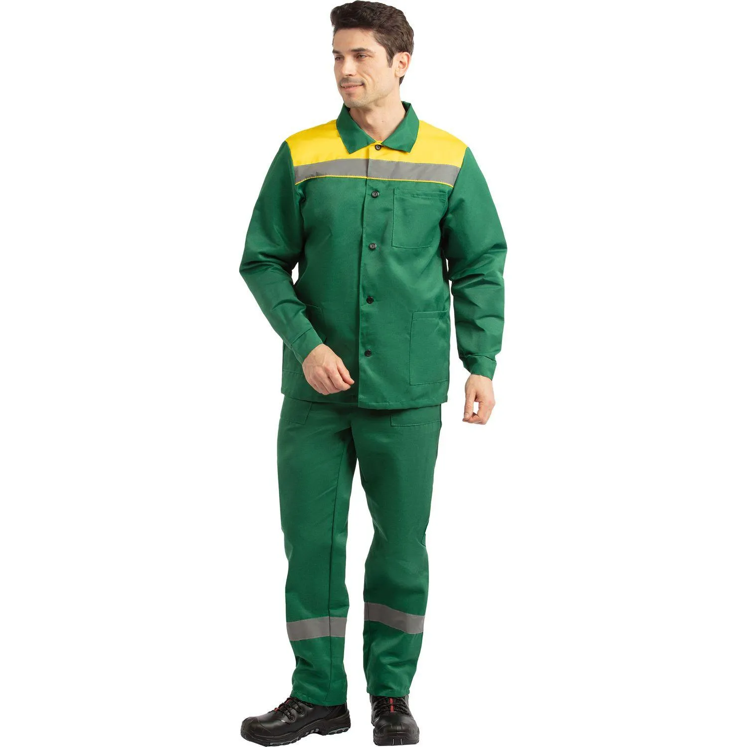 Костюм лет муж (куртка, бр) л16 с СОП зел/желт 120-124/170-176 - фото 6