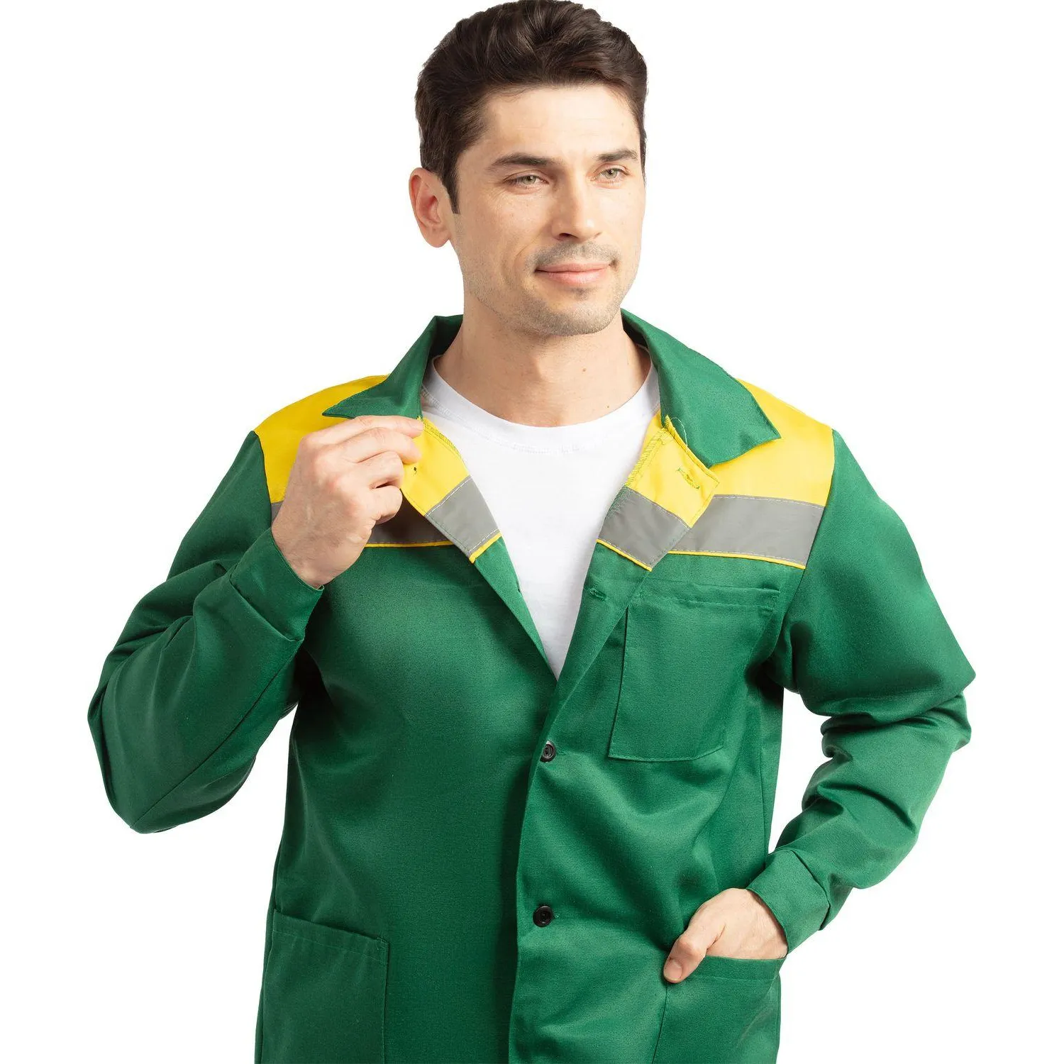 Костюм лет муж (куртка, бр) л16 с СОП зел/желт 120-124/170-176 - фото 9