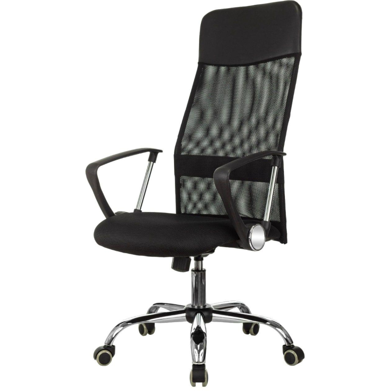 Кресло VB_EChair-508 TTW сетка/ткань/кожзам  черный хром - фото 1
