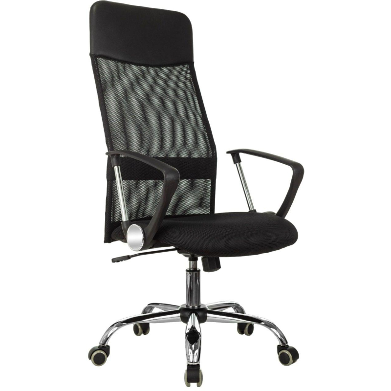 Кресло VB_EChair-508 TTW сетка/ткань/кожзам  черный хром - фото 4