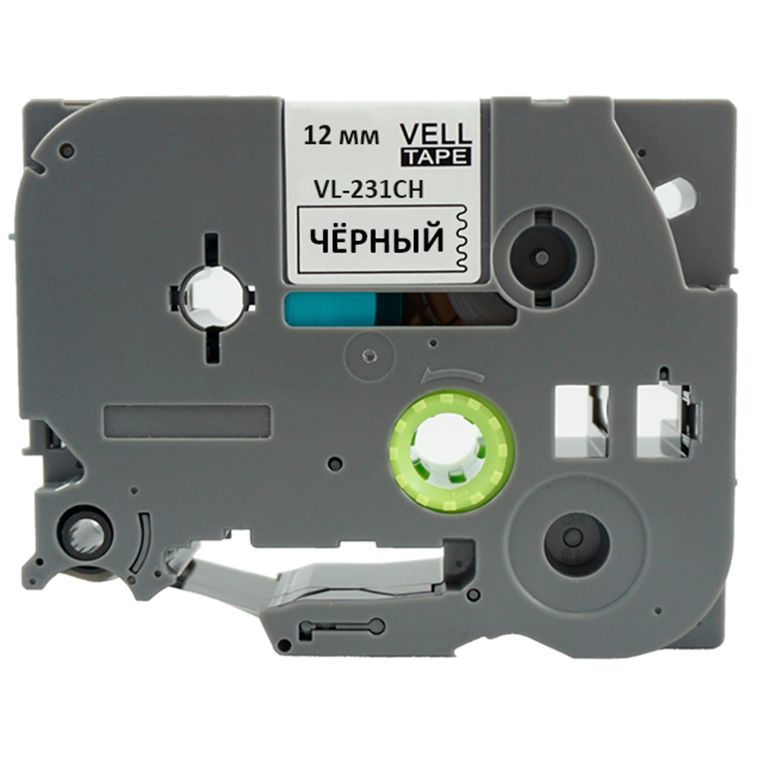 Картридж Vell VL-231CH(с чипом, 12 мм, черный на белом) PT-100E/100ECH/D200 - фото 2