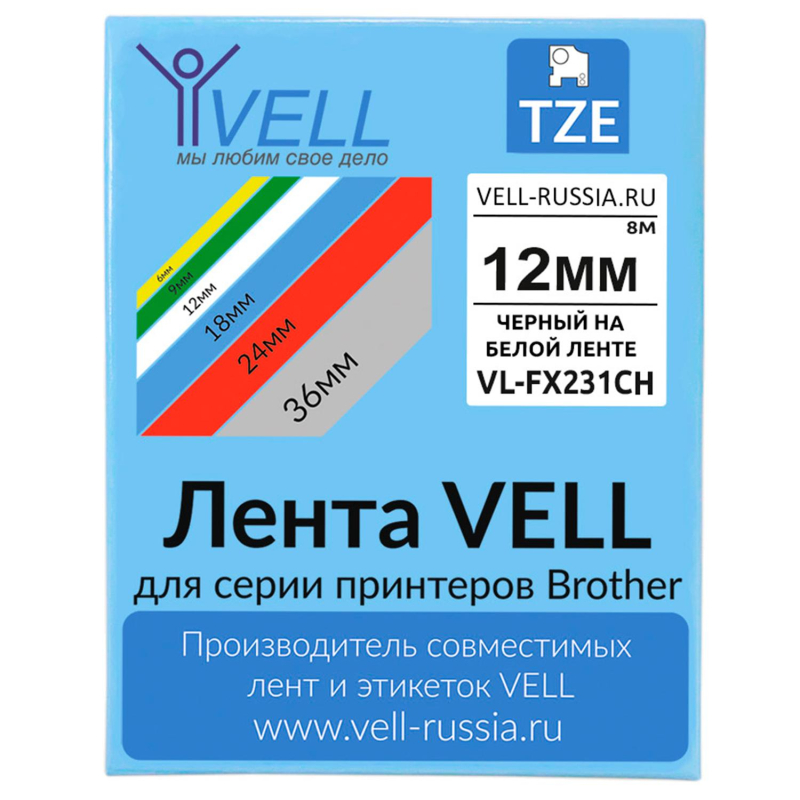 Картридж Vell VL-FX231CH (с чипом, 12 мм, чер /бел) PT-100E/100ECH/ D200 - фото 3