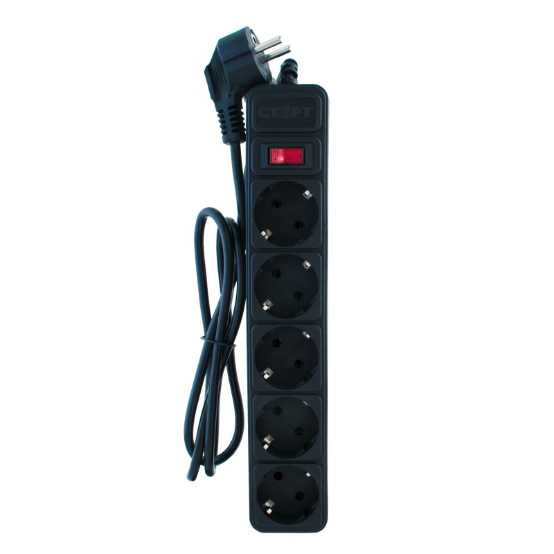 Сетевой фильтр СТАРТ С/УД-Ф SP 5x1 ZVT 5р/1,5м 10А/2200Вт черный - фото 1