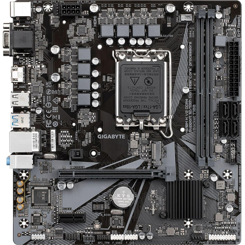 Материнская плата Gigabyte H610M H V2 DDR4, s1700, H610, 2xDDR4  mATX - фото 2